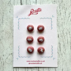 Rosita Studio Embroidered Buttons -loop knitting store A medium Rosita at Loop London