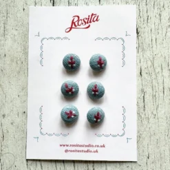 Rosita Studio Embroidered Buttons -loop knitting store B medium Rosita at Loop London