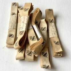 Monahan Hand-Dyed Canvas Ribbon -loop knitting store Bird and leaf ribbon at Loop London