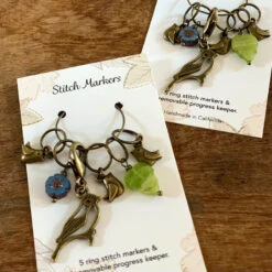 Springtime Bird Stitch Marker Sets 11 Springtime Bird Stitch Marker Sets -loop knitting store BirdwithBluefloweratLoopLondon