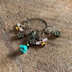 Bee And Bloom Stitch Markers -loop knitting store BlueBeeandBloomStitchMarkersatLoopLondon