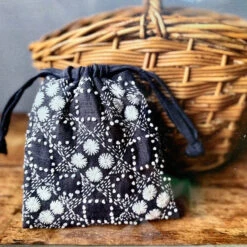 Nami Horikawa- Sashiko Drawstring Bag Kit -loop knitting store CrossoftheForestSashikokitmain