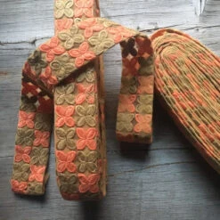 Embroidered Flower Graphic Ribbon -loop knitting store Embroidered Flower Graphic ribbon at Loop London peach 1507985391