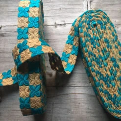 Embroidered Flower Graphic Ribbon -loop knitting store Embroidered Flower Graphic ribbon at Loop London turquoise 1507985428