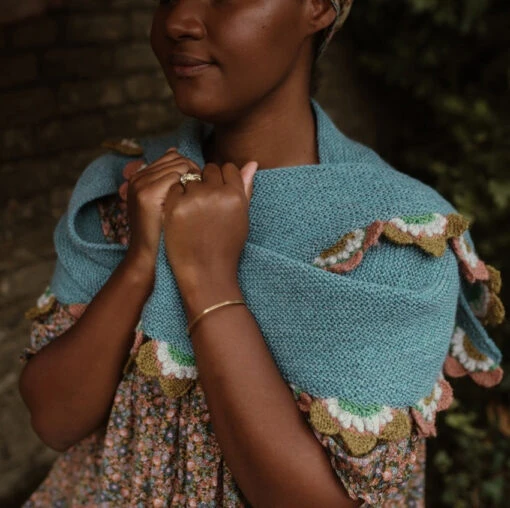 Loop - Florence Shawl Pattern -loop knitting store FlorenceinBlueShawlatLoopLondon9 1c504dc0 7696 4bd6 9648 20f265020551