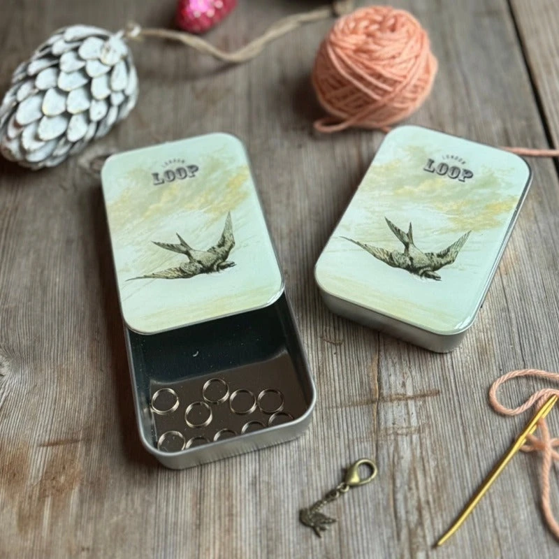 Loop Haberdashery Bird Tin With Stitch Markers 3 Loop Haberdashery Bird Tin With Stitch Markers
