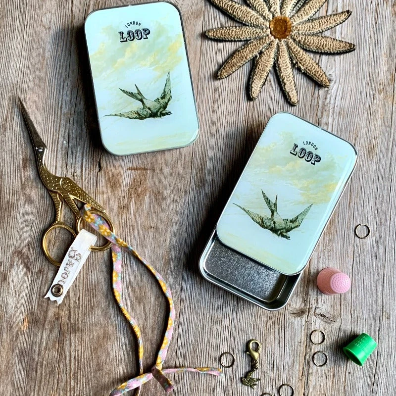 Loop Haberdashery Bird Tin With Stitch Markers 4 Loop Haberdashery Bird Tin With Stitch Markers - Image 2