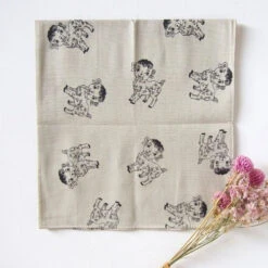 Nathalie Lété - Kerchief With Dog Ilustration -loop knitting store NathalieLeteGreyHandkerchiefatLoopLondon