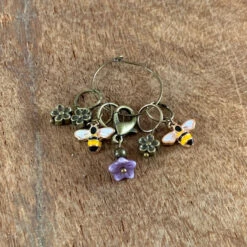 Bee And Bloom Stitch Markers -loop knitting store PurpleBeeandBloomStitchMarkersatLoopLondon