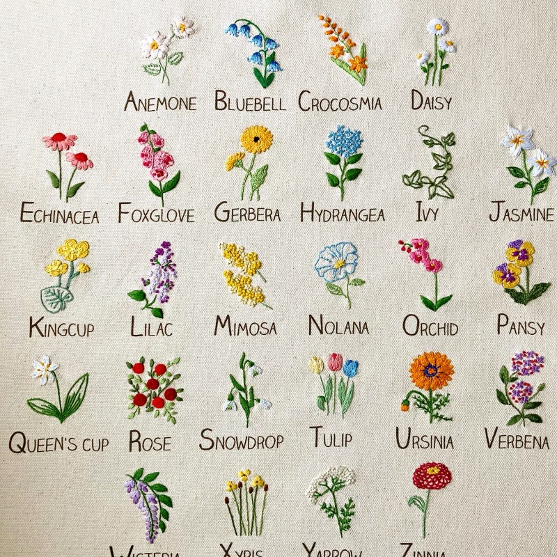 Rosita Studio - Intermediate Floral Alphabet Sampler Workshop 3 Rosita Studio - Intermediate Floral Alphabet Sampler Workshop