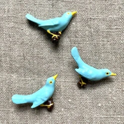 Retro Bird Button -loop knitting store retrobirdblueatLoopLondon